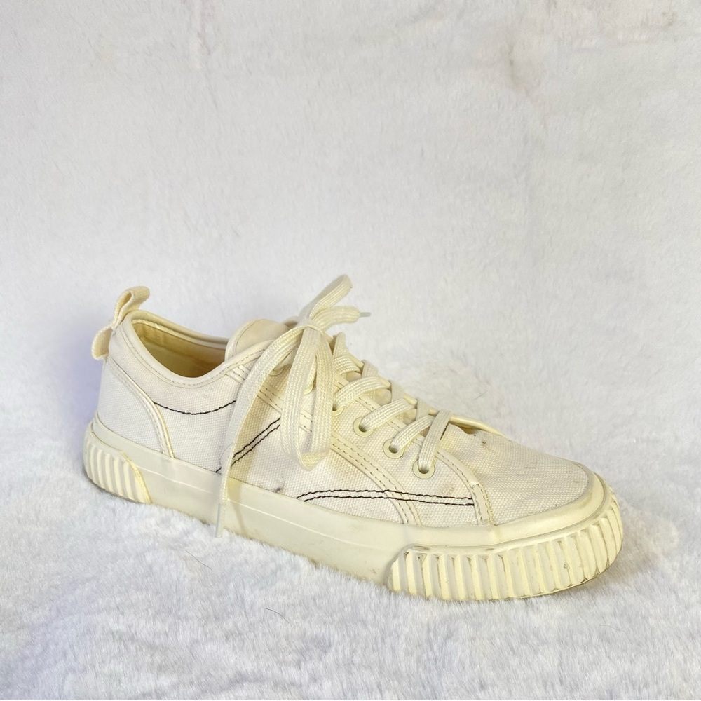 Zara Off White Canvas Aesthetic Sneakers - Picture 1 of 8